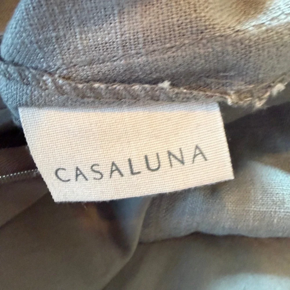 Casaluna Heavyweight Linen Blend Duvet Cover Set Full Queen Gray 3pc Raw Edge